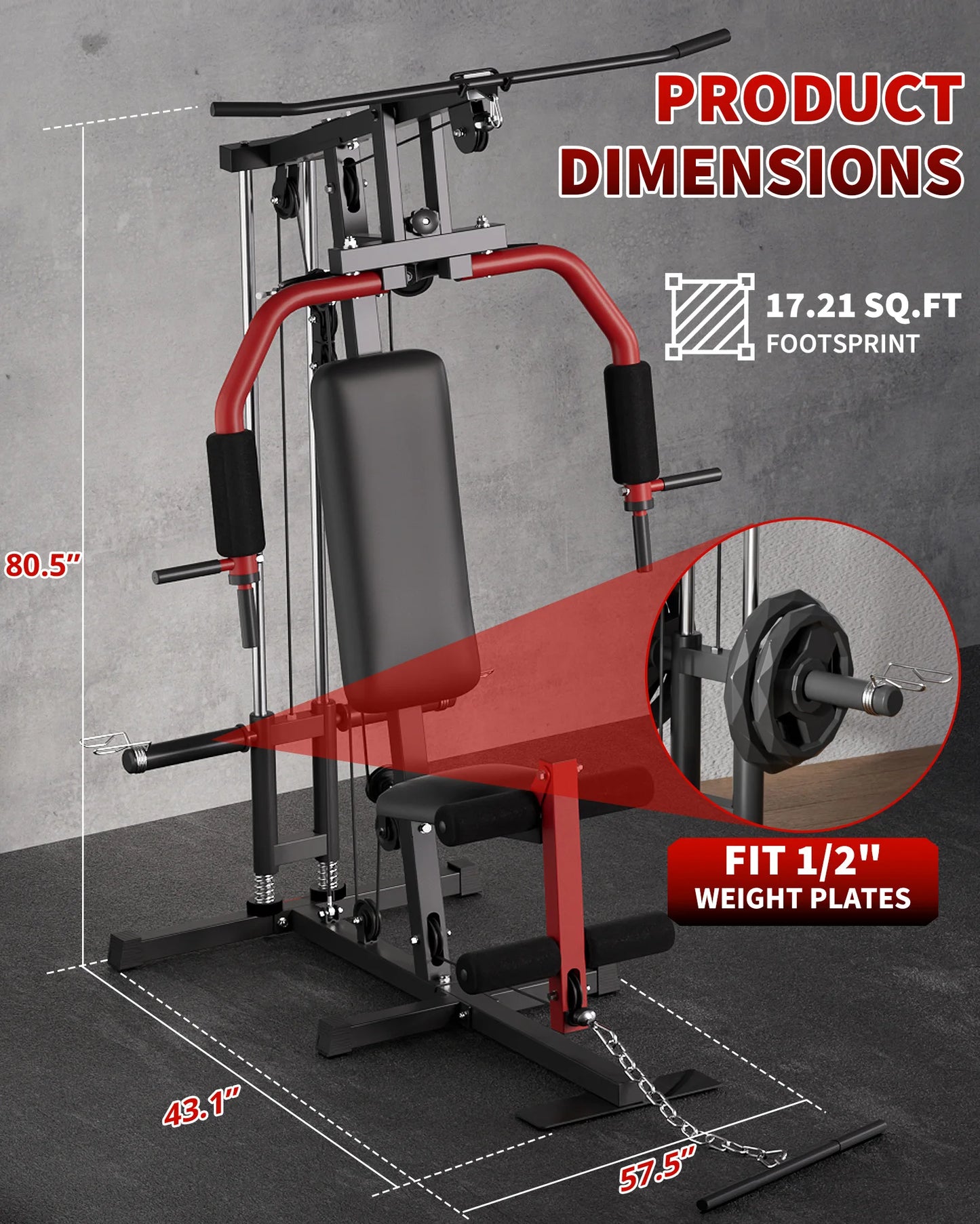 HiMISS 5 In 1 Home Gym Equipment Lat Pulldown Chest Press Leg Extension Row
