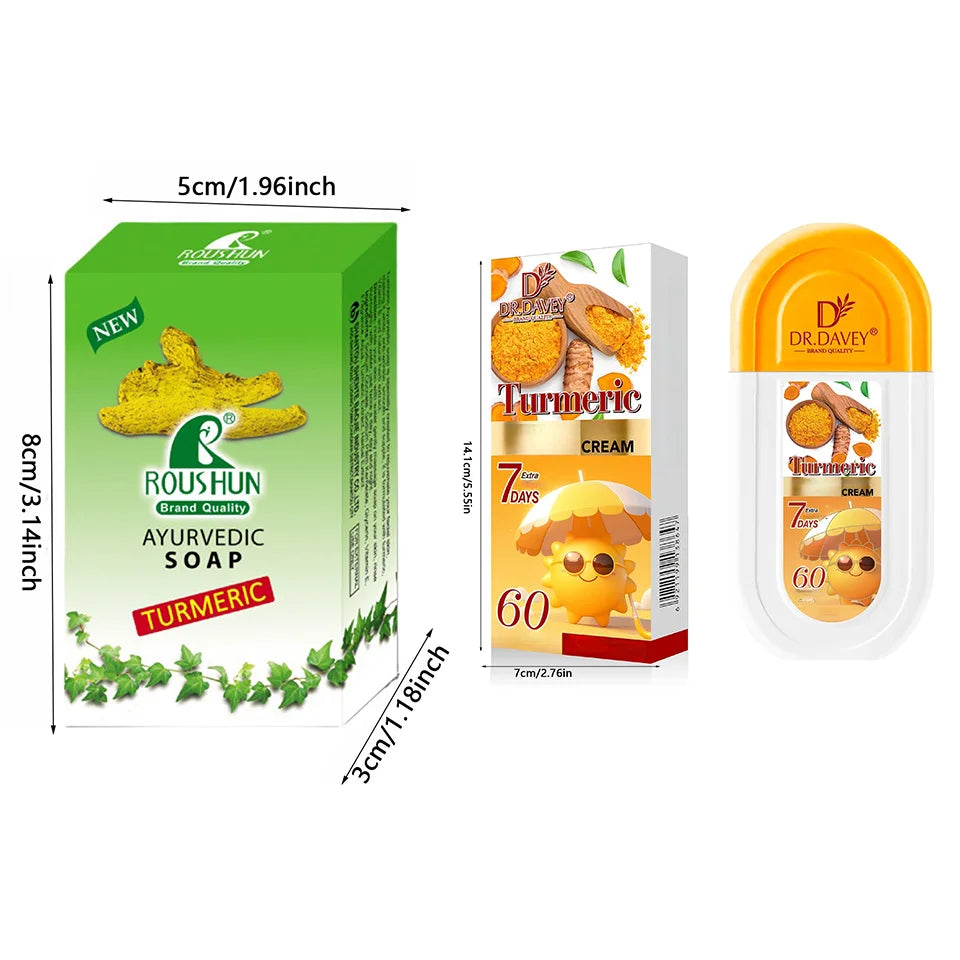 DR.DAVEY Turmeric Soap and Body Lotion Set for Hydrating Skin