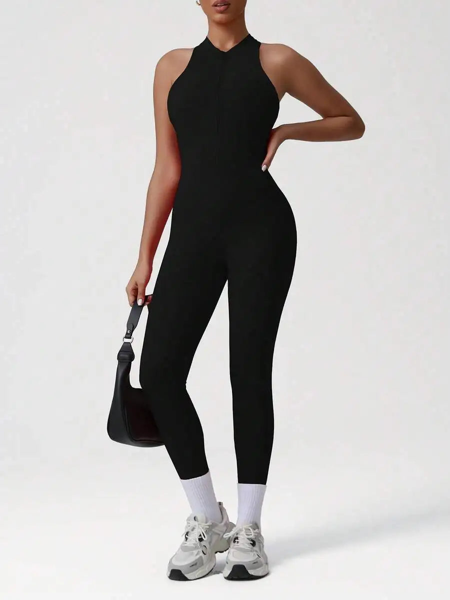 Womens Backless Fitness Jumpsuit Yoga Activewear Bodycon Workout Suit