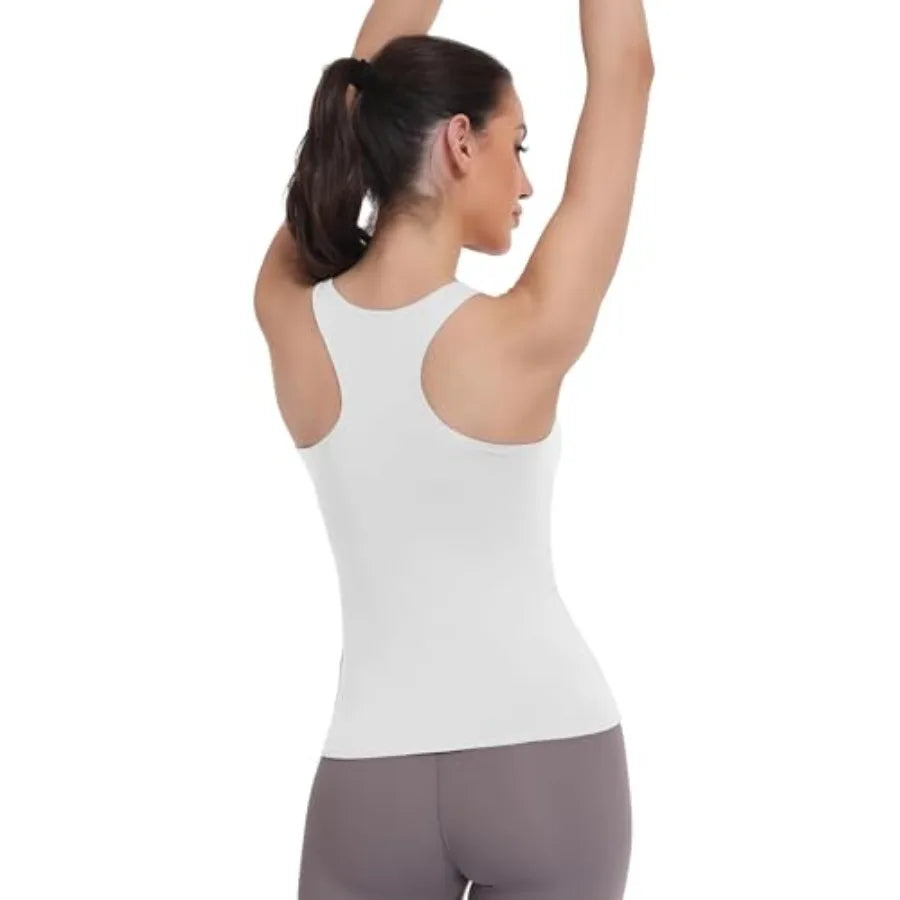 HOPLYNN 4 Pack Women's Racerback Crop Tank Top Athletic Gym Workout Shirt