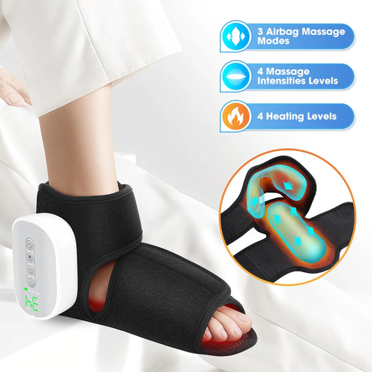 Hailicare Heated Ankle Foot Massager Air Compression 4 Intensity Levels