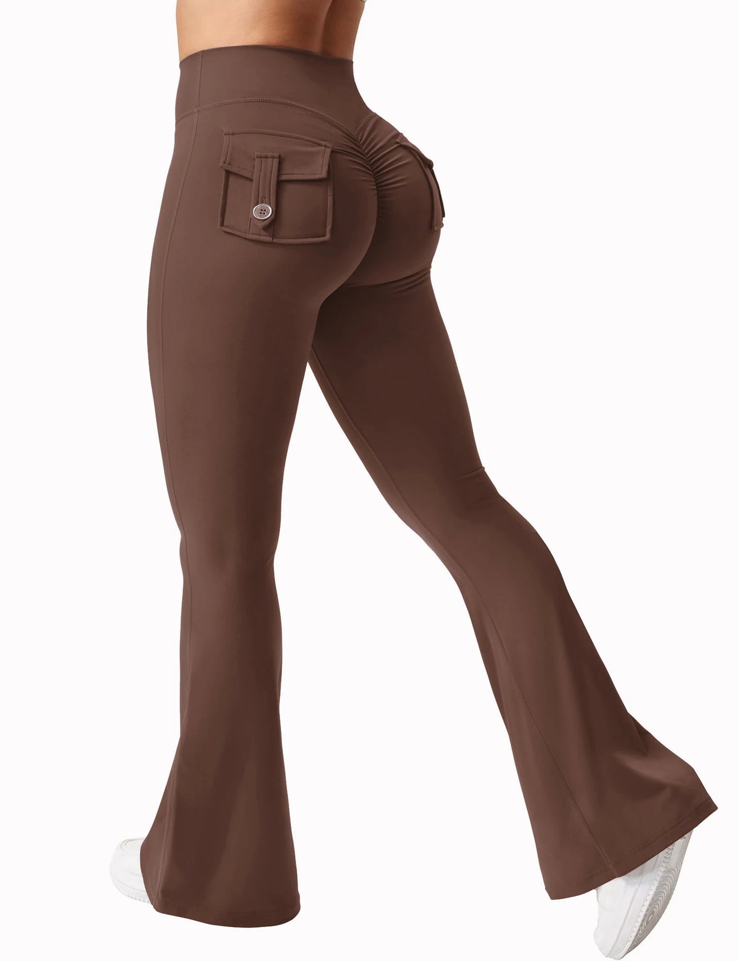 Summer Womens Cargo Pocket Fitness Tights High Waist Yoga Running