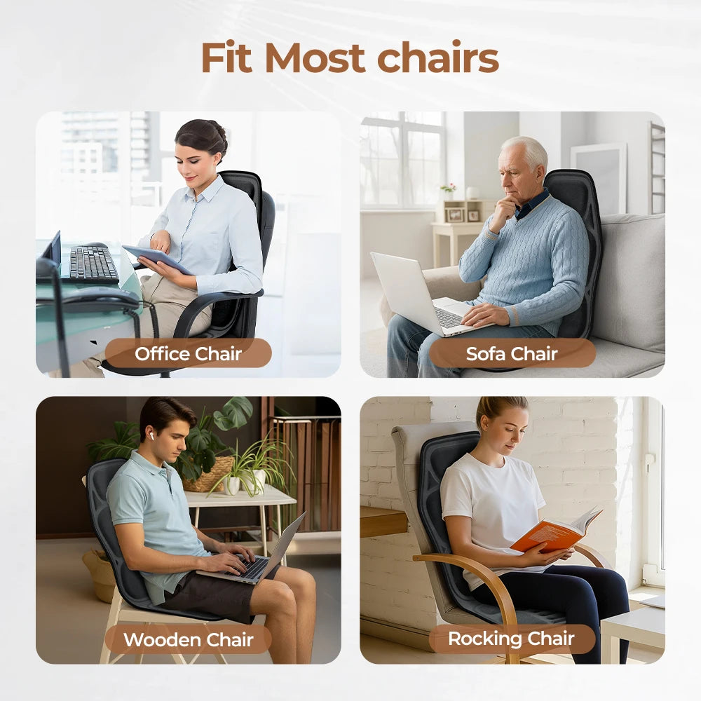 HIMOUTA Back Massager With Heat Chair Pad For Shoulder And Back Relief