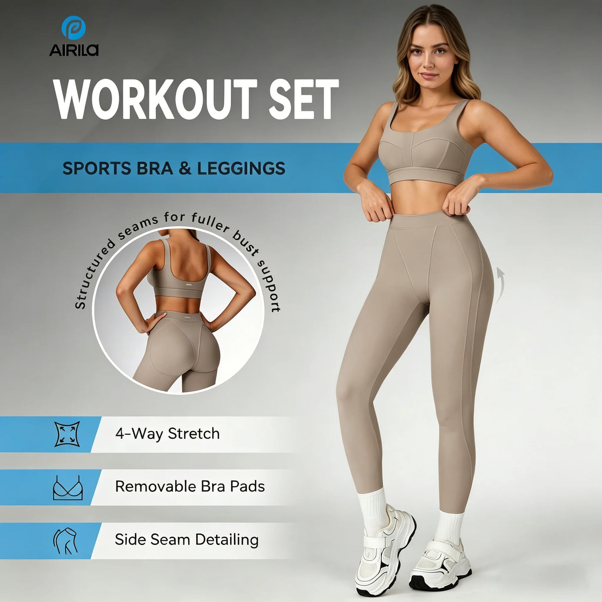 Airila Womens Yoga Set Sports Bra And High Waisted Leggings