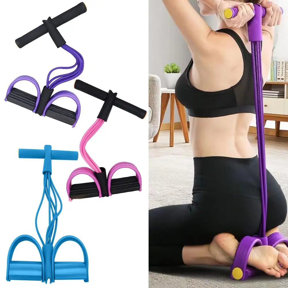 Six Tube Sit Up Pedal Resistance Band With Handle For Workouts