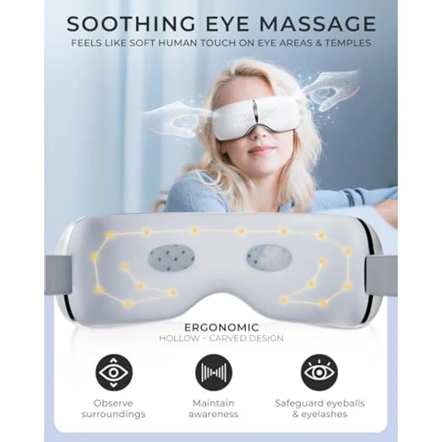 Premium Eye Massager With Heat Cooling Gel Mask For Migraine Bluetooth