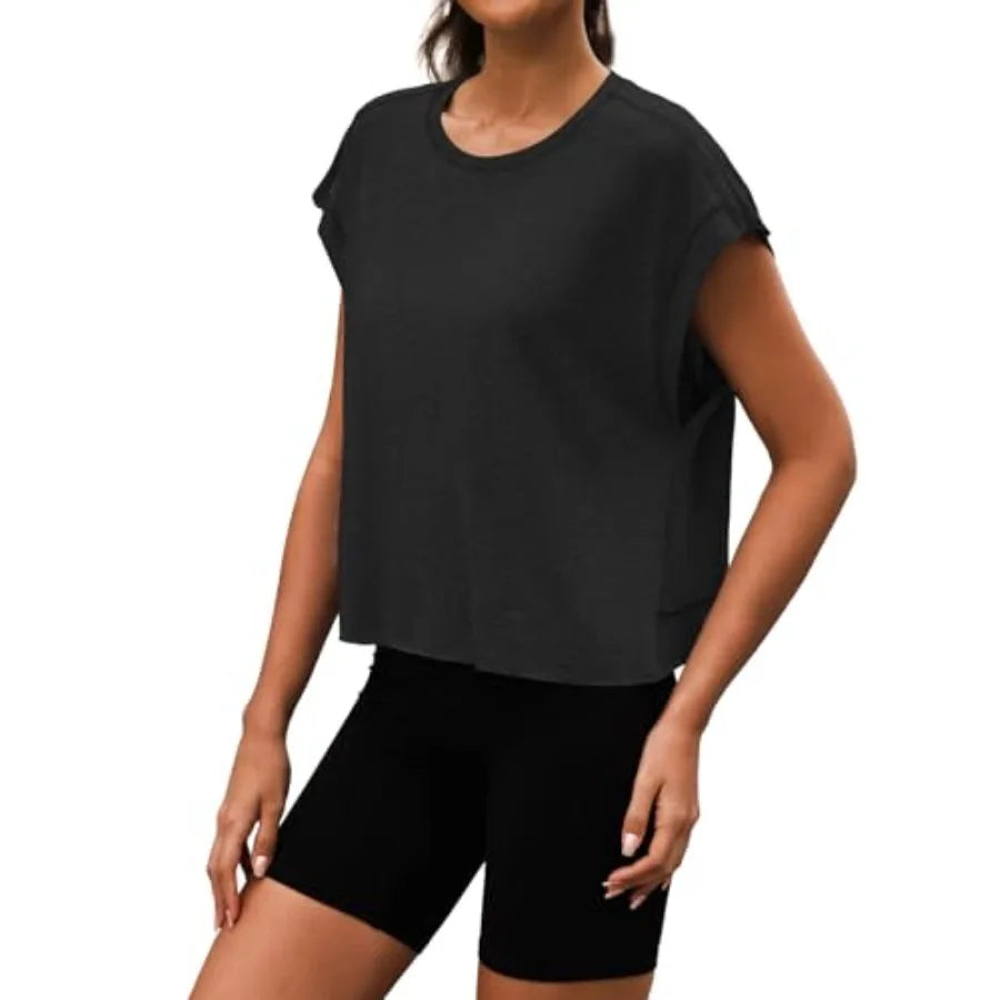 Women Open Back Bamboo Fiber Workout Top For Yoga Tee