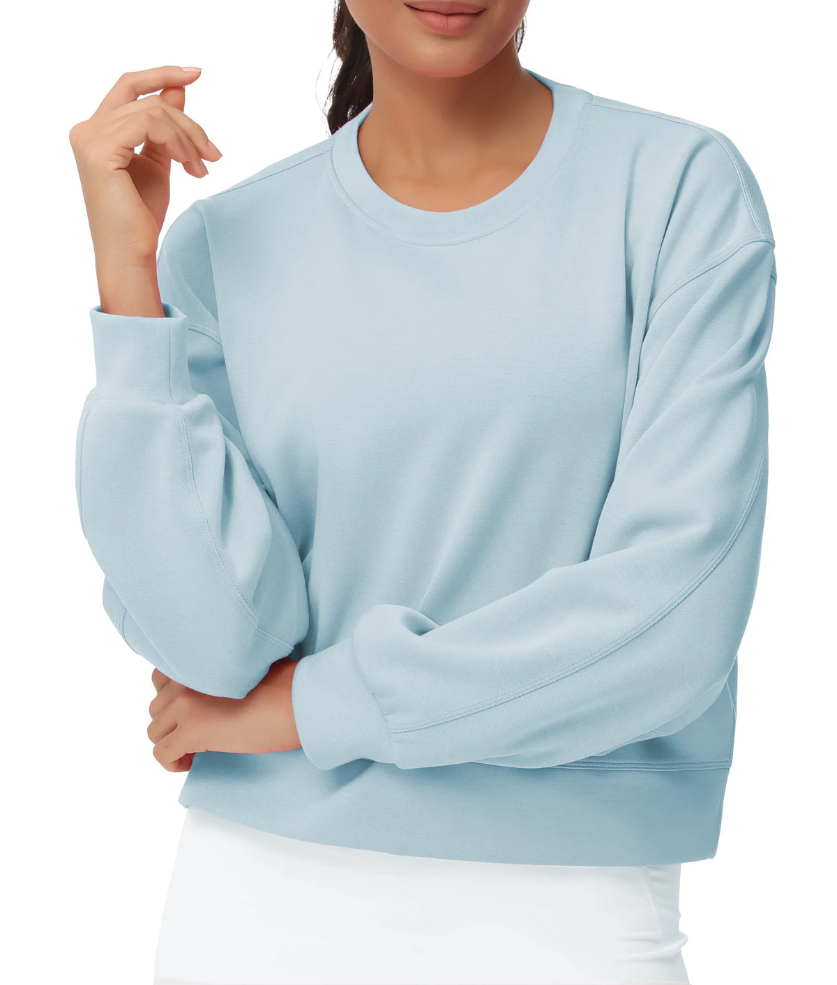 THE GYM PEOPLE Womens Cropped Crewneck Pullover Sweatshirt