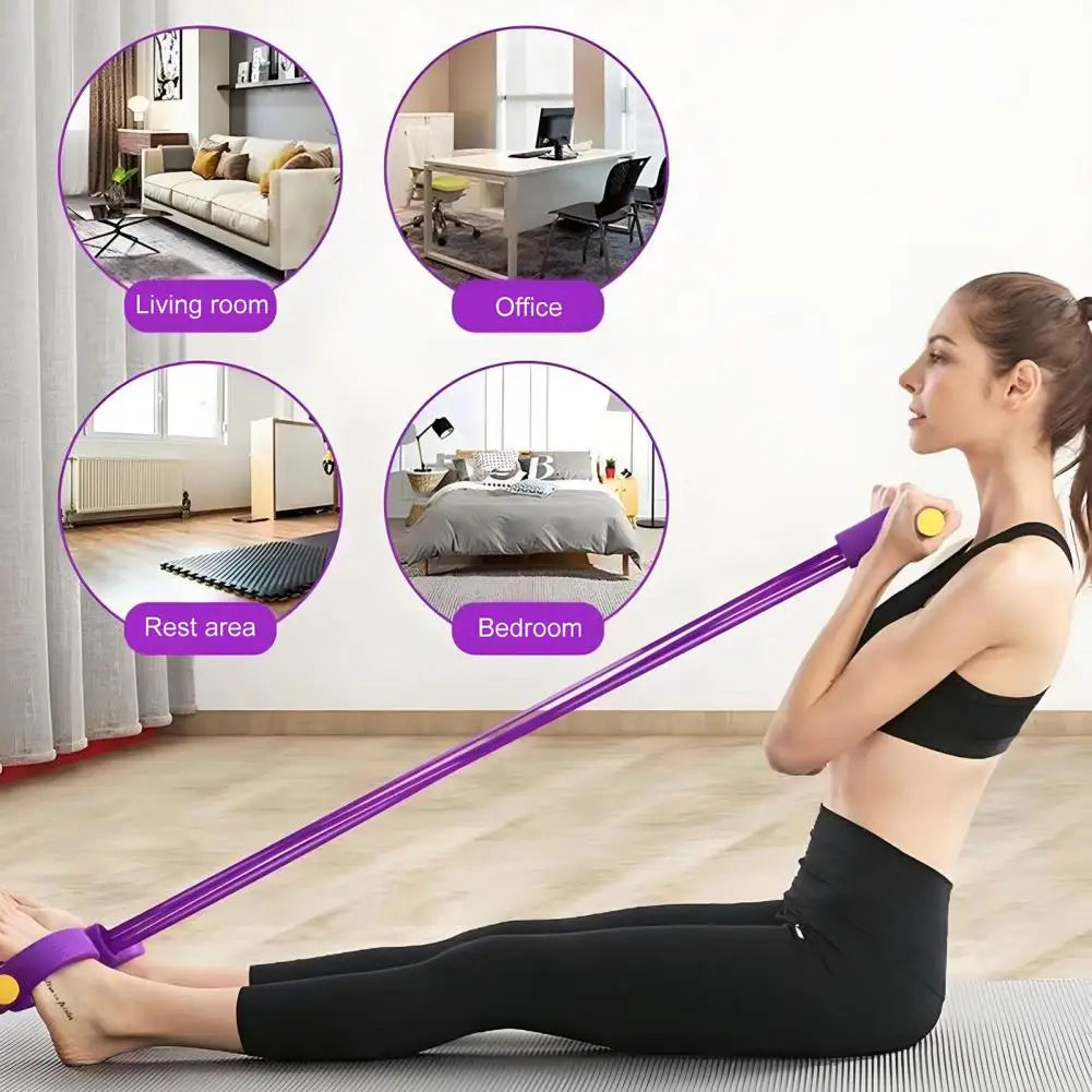 Six Tube Sit Up Pedal Resistance Band With Handle For Workouts