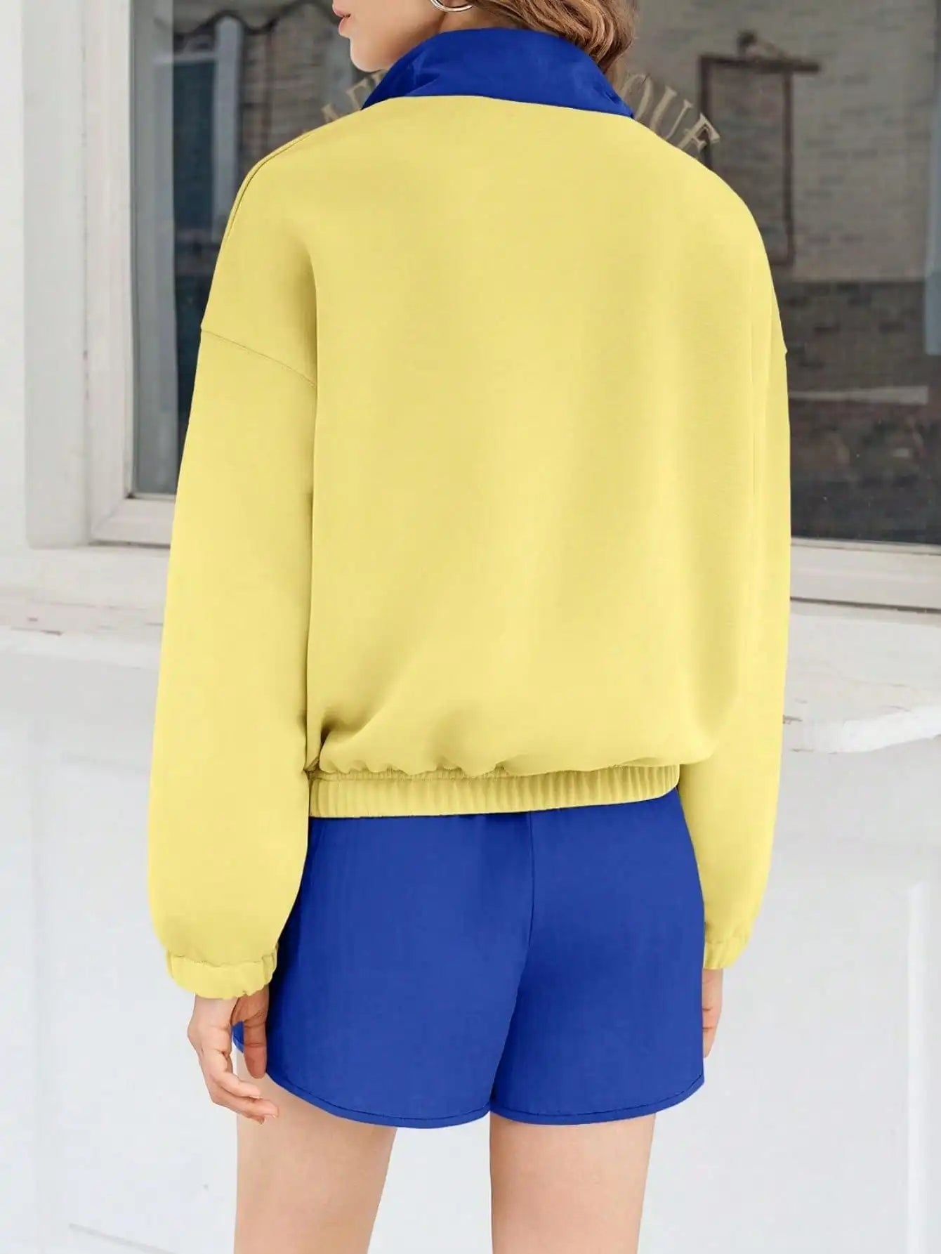Fisoew Womens Two Piece Color Block Lounge Set Tracksuit