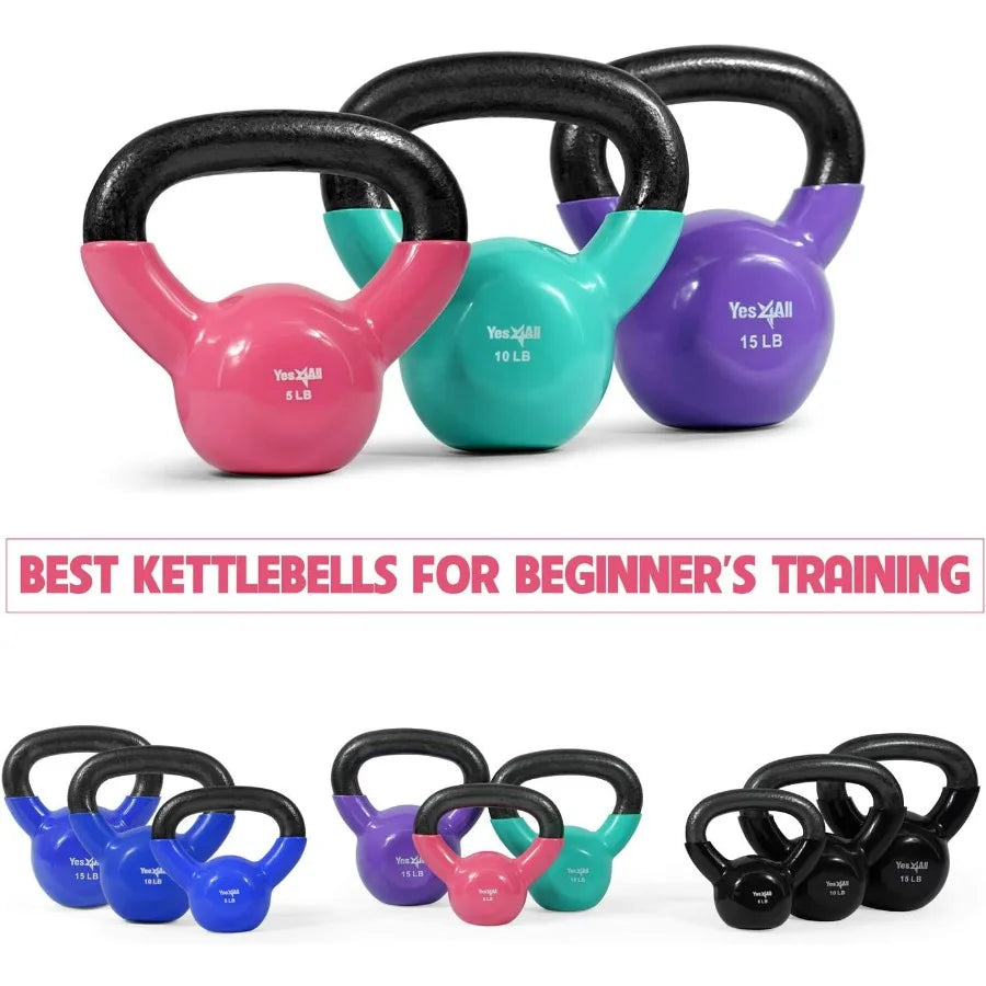 LISM Vinyl Coated Kettlebell Cast Iron With Flat Bottom