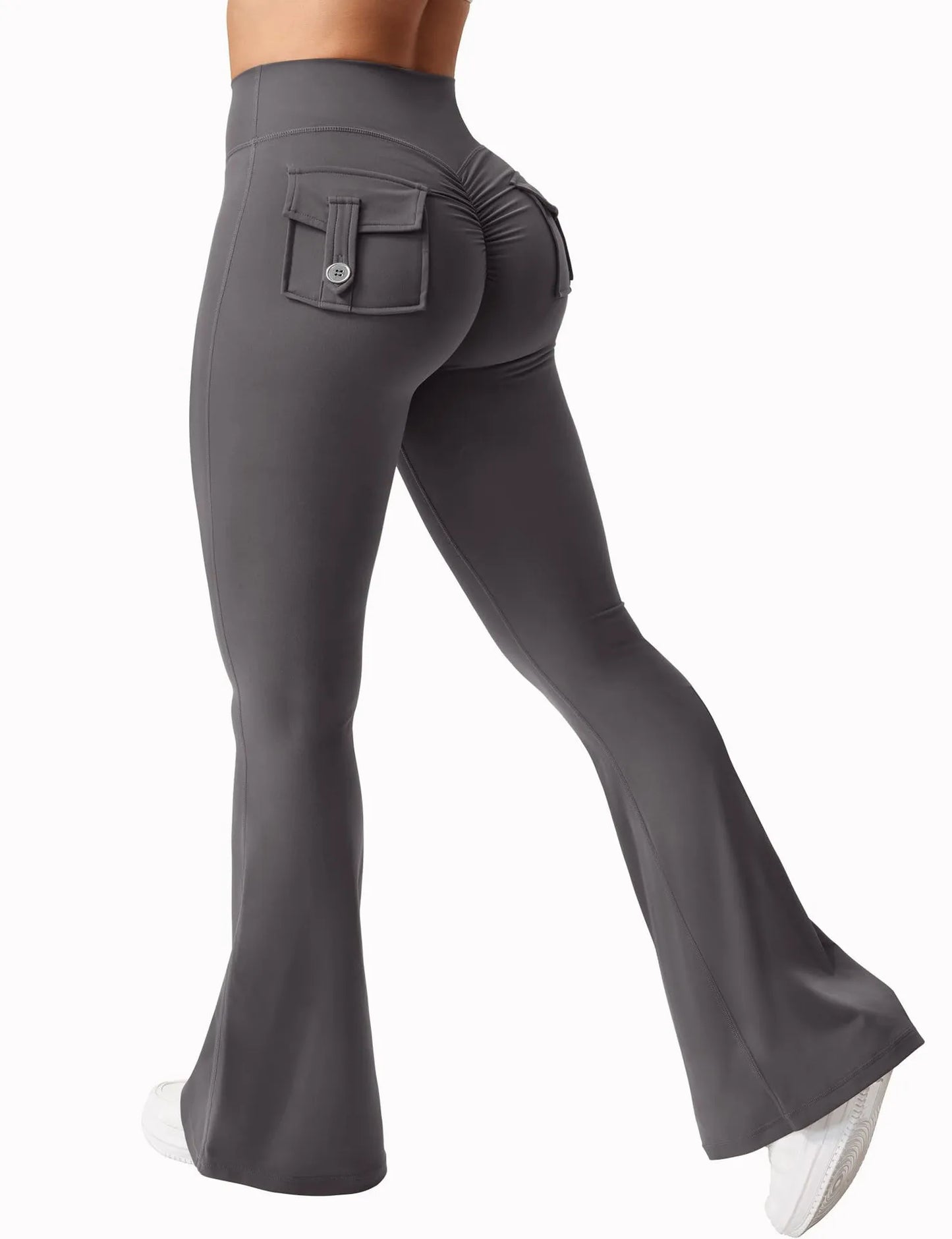 Summer Womens Cargo Pocket Fitness Tights High Waist Yoga Running