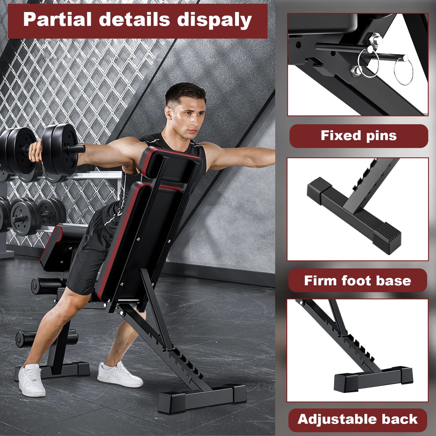Adjustable Foldable Incline Decline Weight Bench For Home Gym