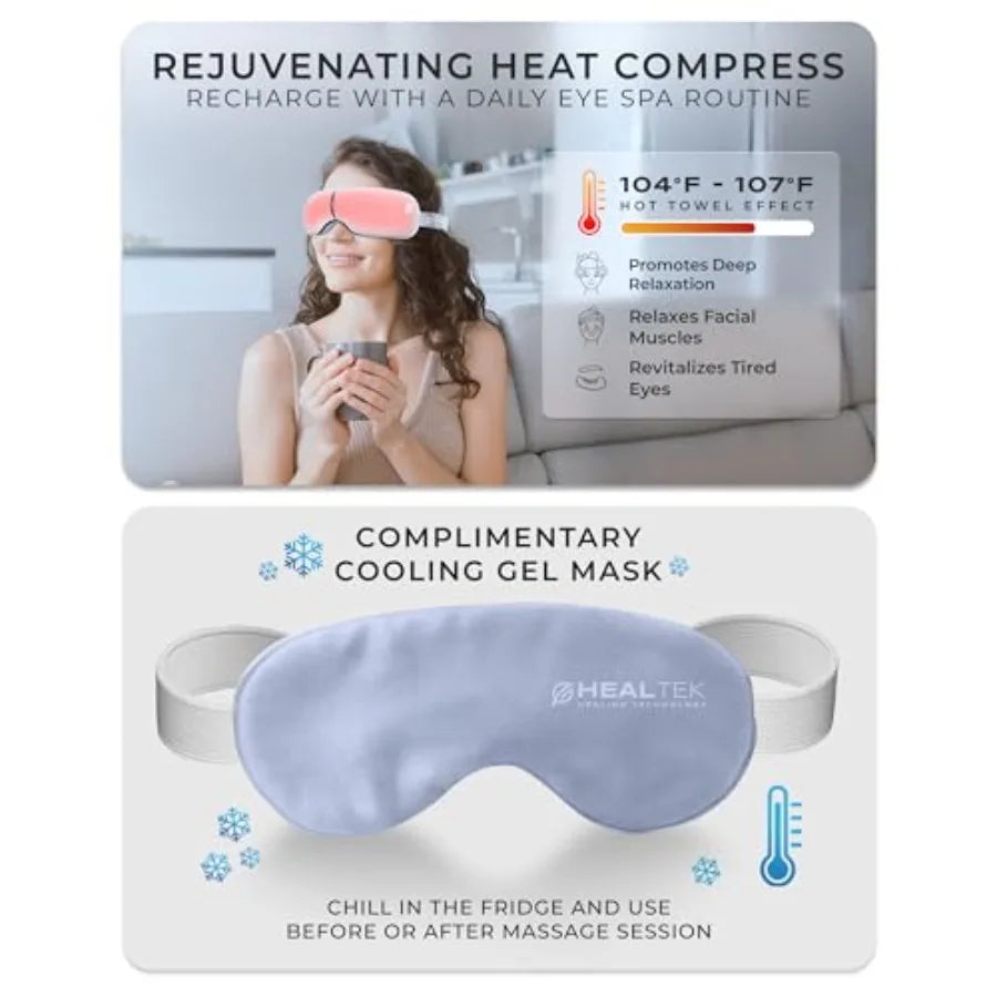Premium Eye Massager With Heat Cooling Gel Mask For Migraine Bluetooth