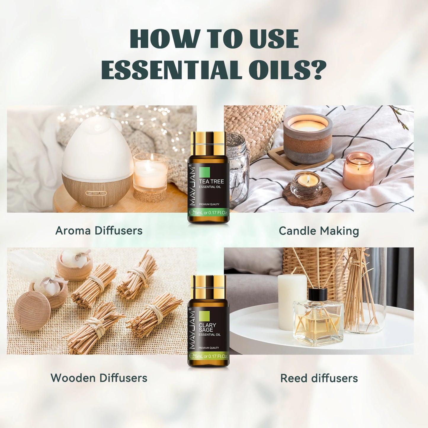 MAYJAM Essential Oils Kit 20pcs Lavender Jasmine Eucalyptus
