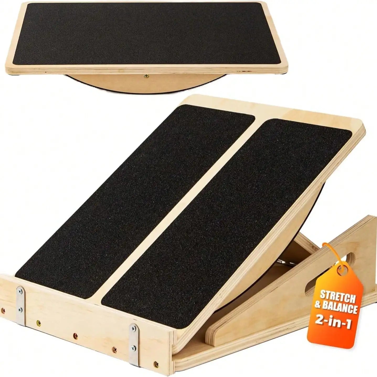Adjustable Wooden Balance Board Calf Stretcher Anti Slip Wobble Board