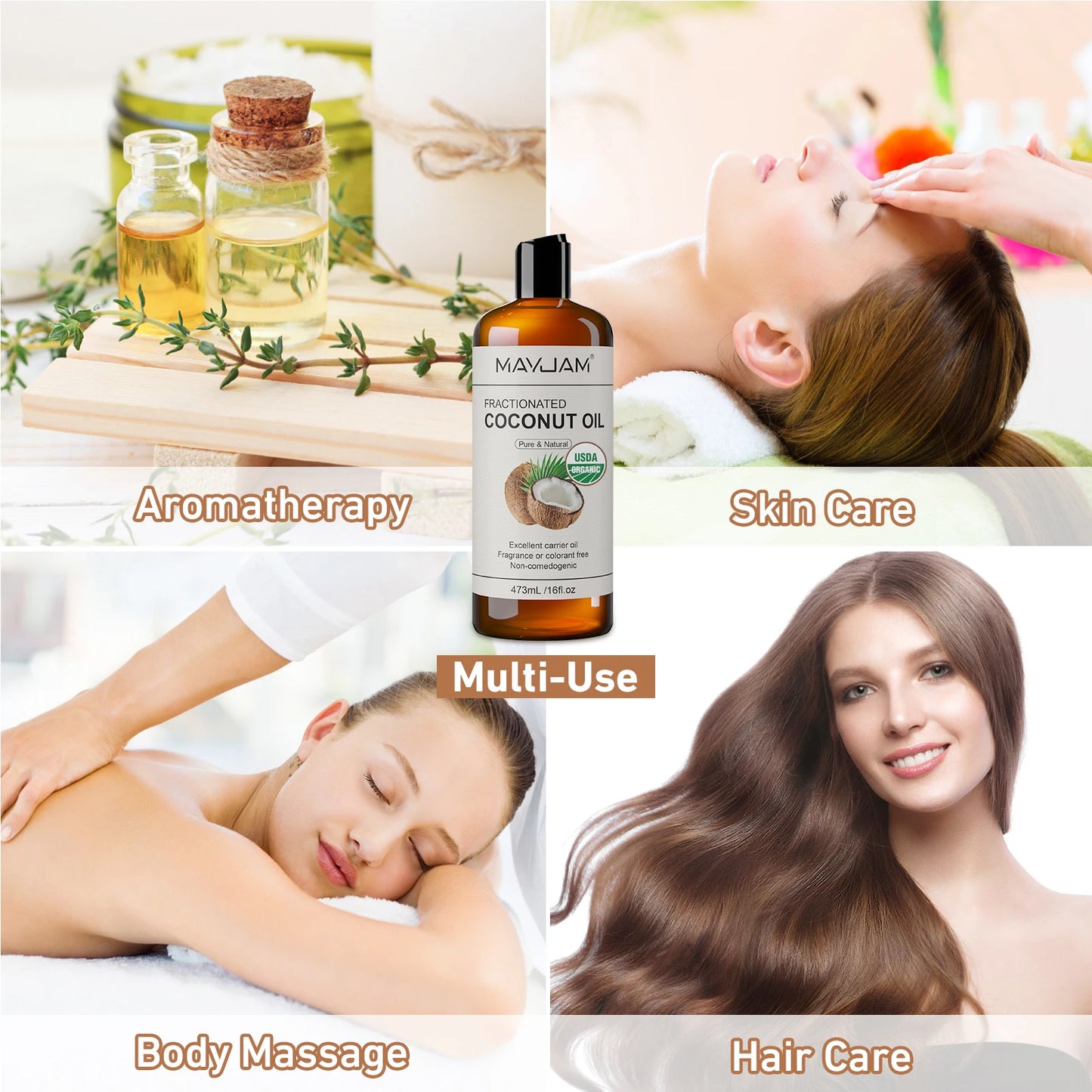 MAYJAM Pure Organic Castor Oil And Fractionated Coconut Oil For Skin And Hair
