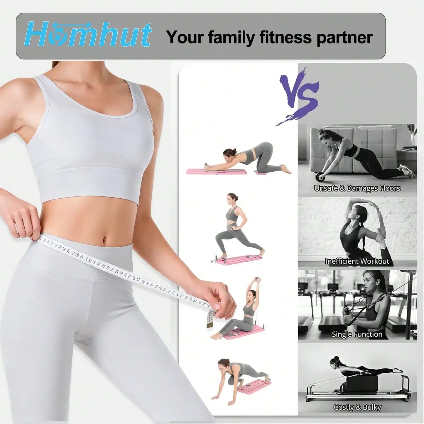 Foldable Multifunctional Pilates Board For Core Training