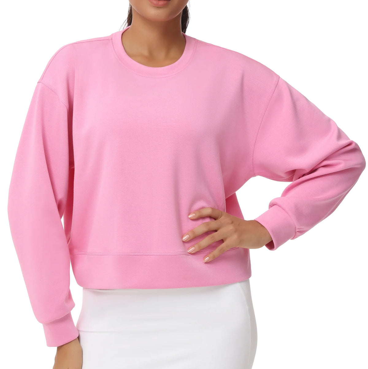 THE GYM PEOPLE Womens Cropped Crewneck Pullover Sweatshirt