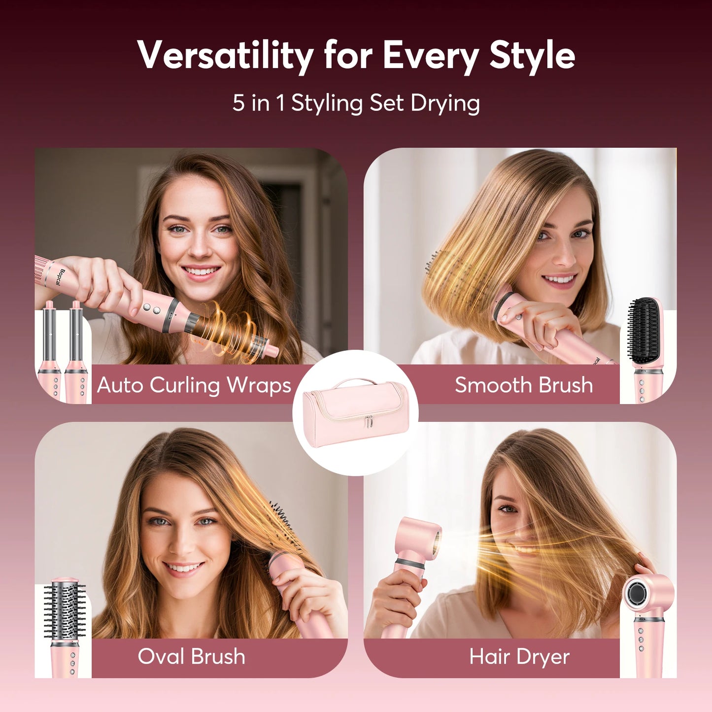BOPCAL 5 In 1 Hair Styler With Travel Organizer Bag