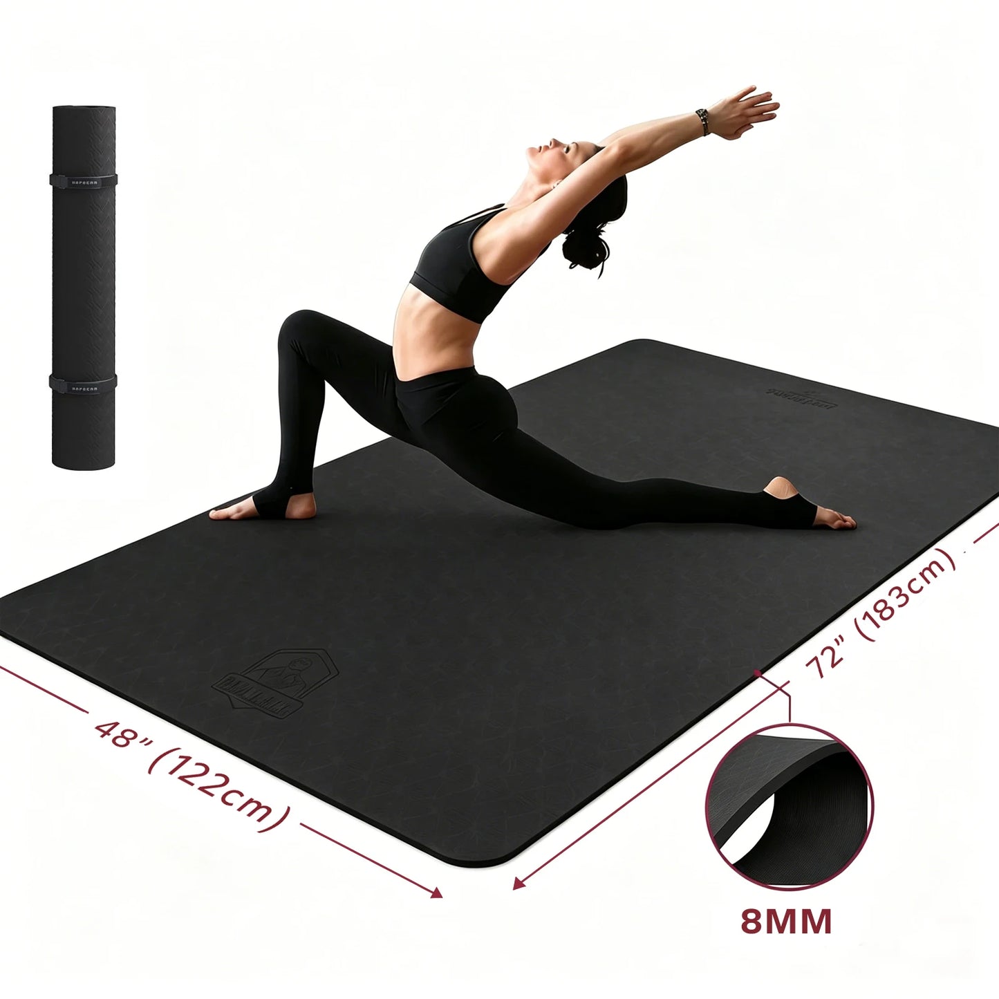 HAPBEAR Yoga Mat Non Slip TPE Eco Friendly Pilates Workout
