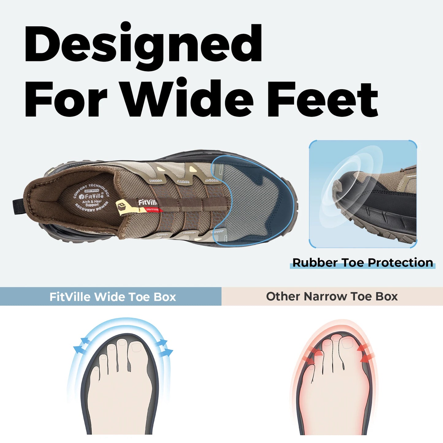 Fittington Slip On Wide Men Running Shoes With Arch Support