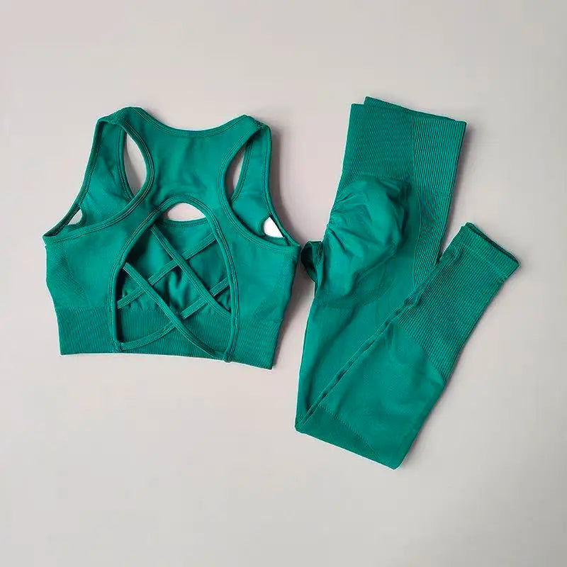 Women 2 Piece Yoga Sports Bra Leggings Set Breathable