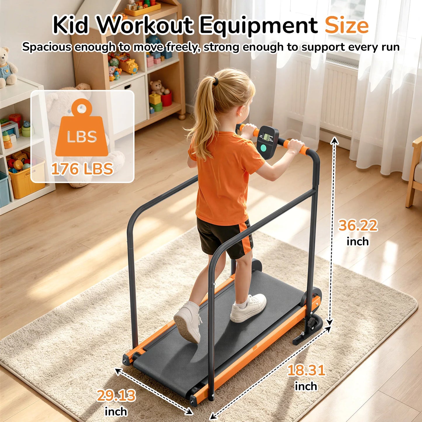 AKLUER Kids Walking Pad Treadmill Non Electric Self Propelled Gym