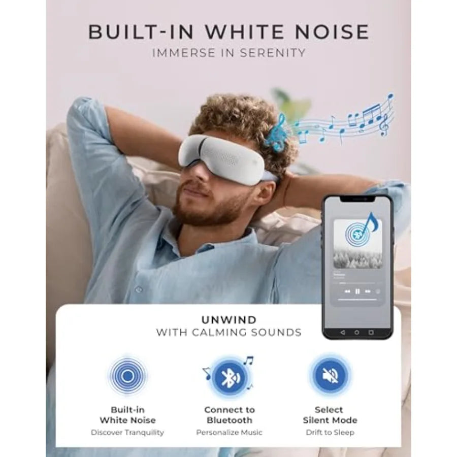 Premium Eye Massager With Heat Cooling Gel Mask For Migraine Bluetooth
