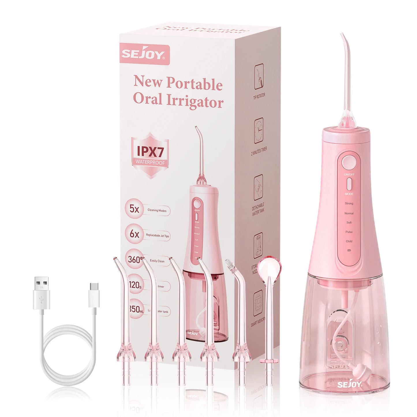 SEJOY Portable Electric Dental Water Flosser Irrigator For Home Travel