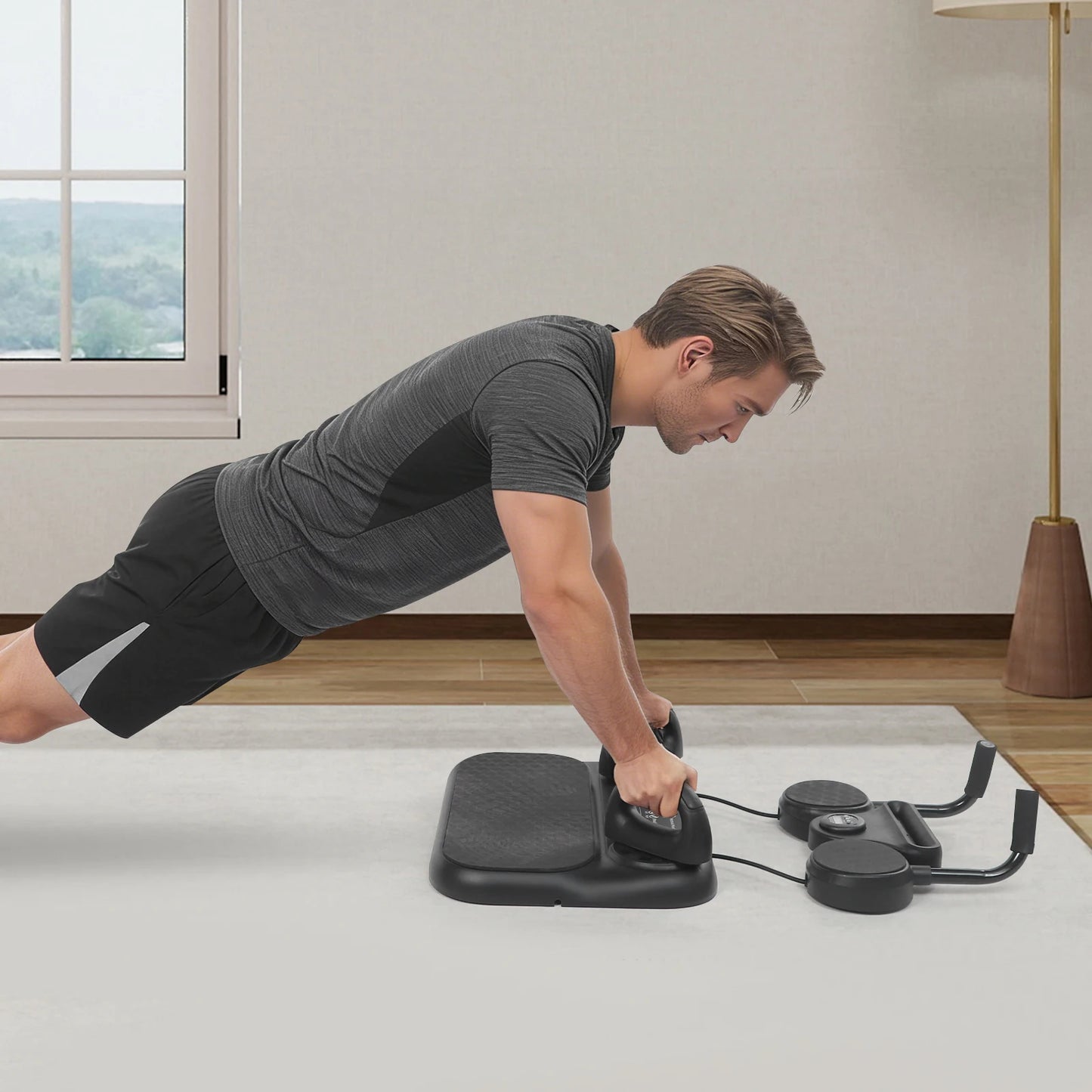 Pilates Board Multifunctional Abdominal Reformer Portable Home Gym with Timer