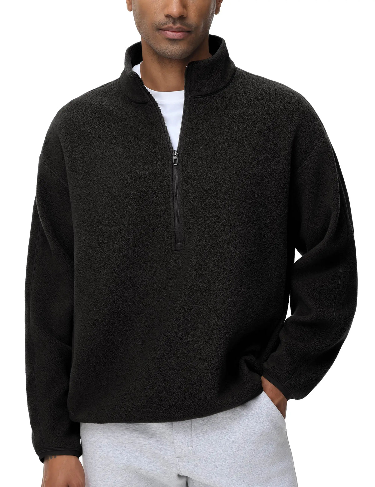 THE GYM PEOPLE Men's Half Zip Sherpa Fleece Pullover Sweatshirt