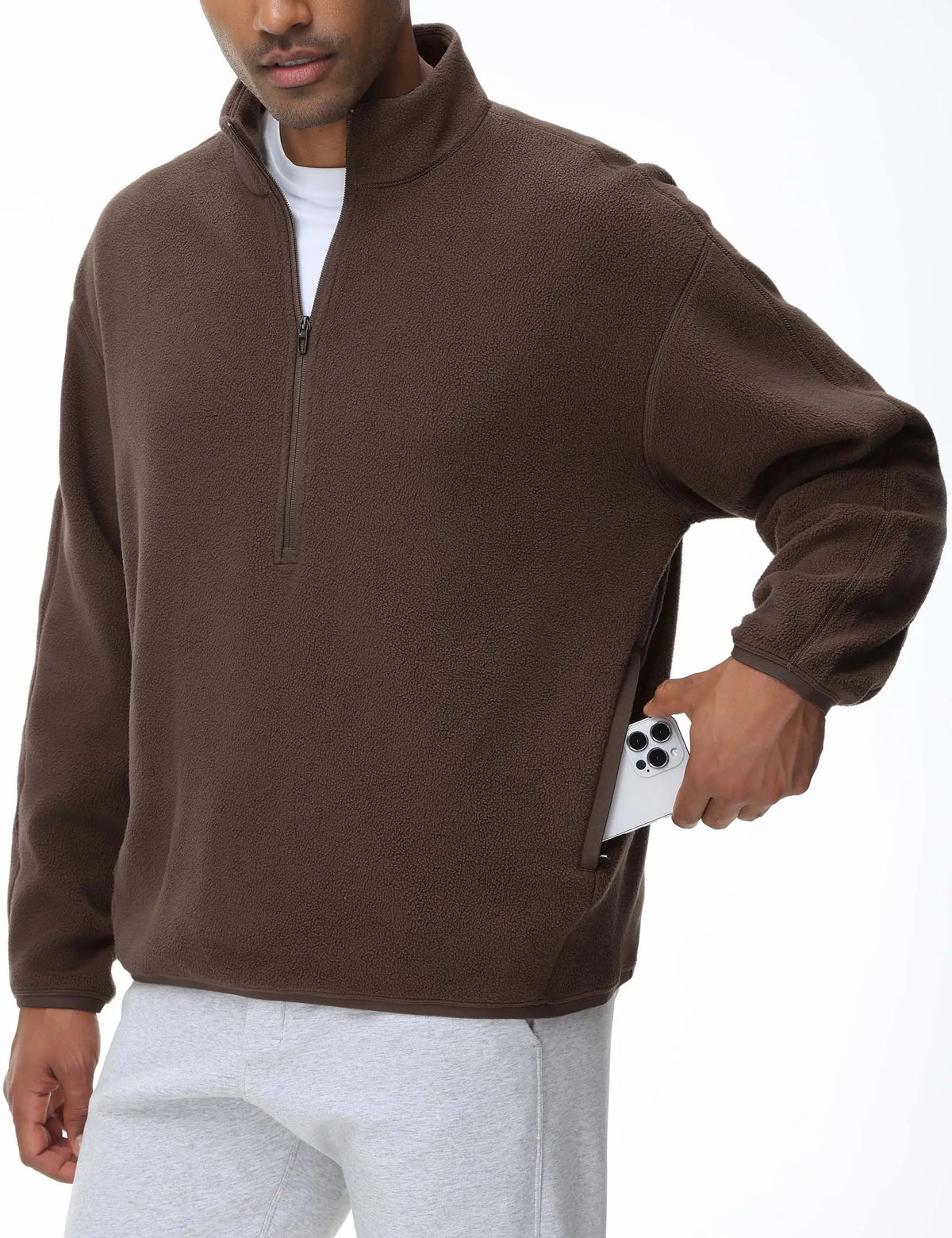 THE GYM PEOPLE Men's Half Zip Sherpa Fleece Pullover Sweatshirt