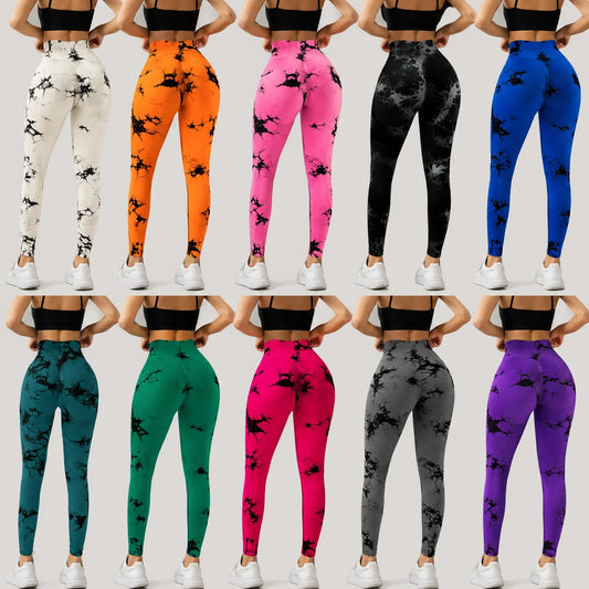 Fashionable Tie Dye High Waist Yoga Pants for Women
