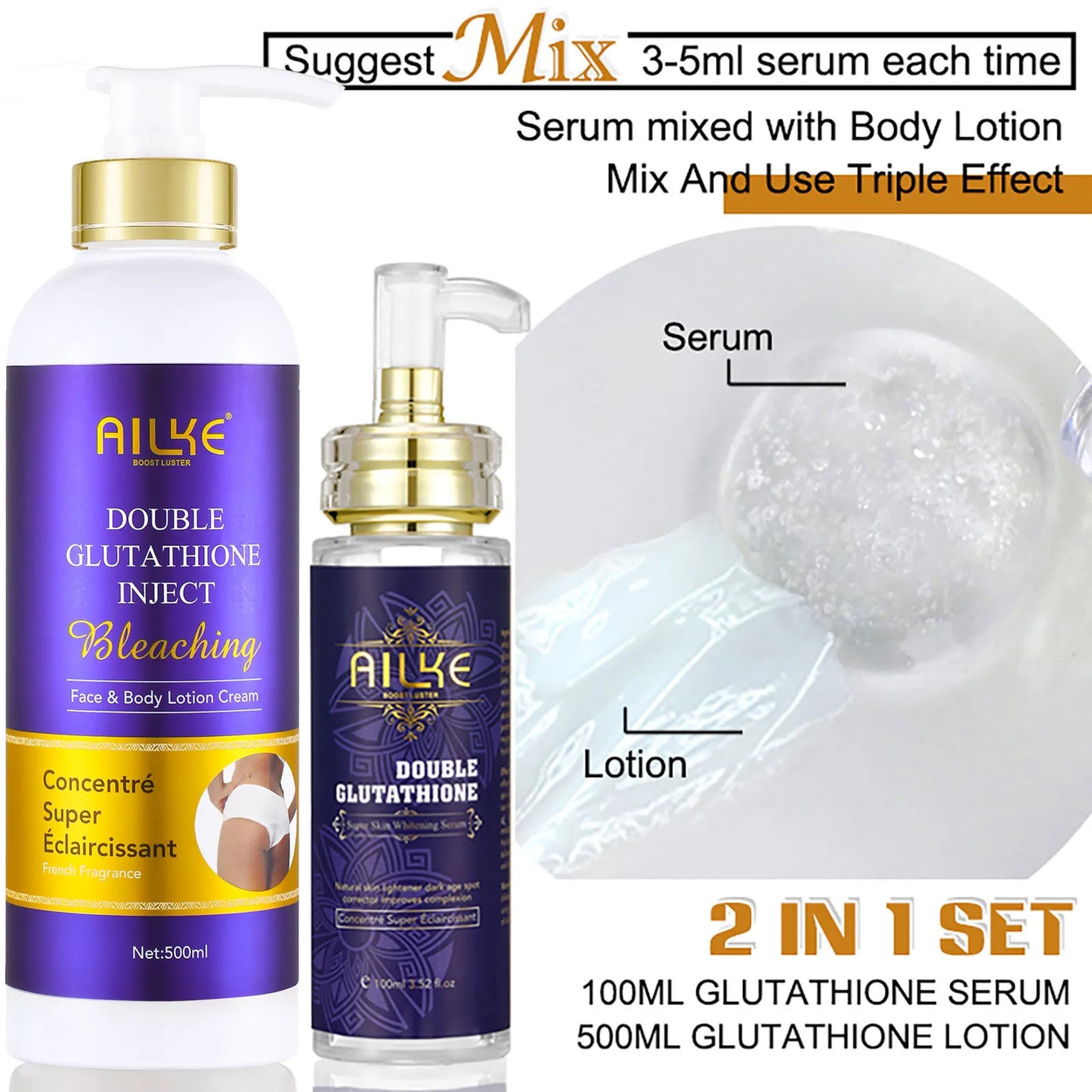 AILKE Glutathione Whitening Skin Care Set For Even Skin Tone