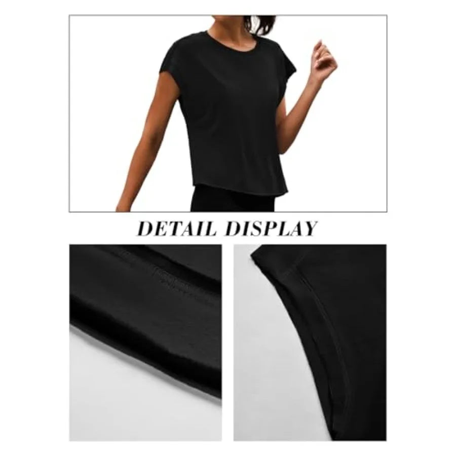 Women Open Back Bamboo Fiber Workout Top For Yoga Tee