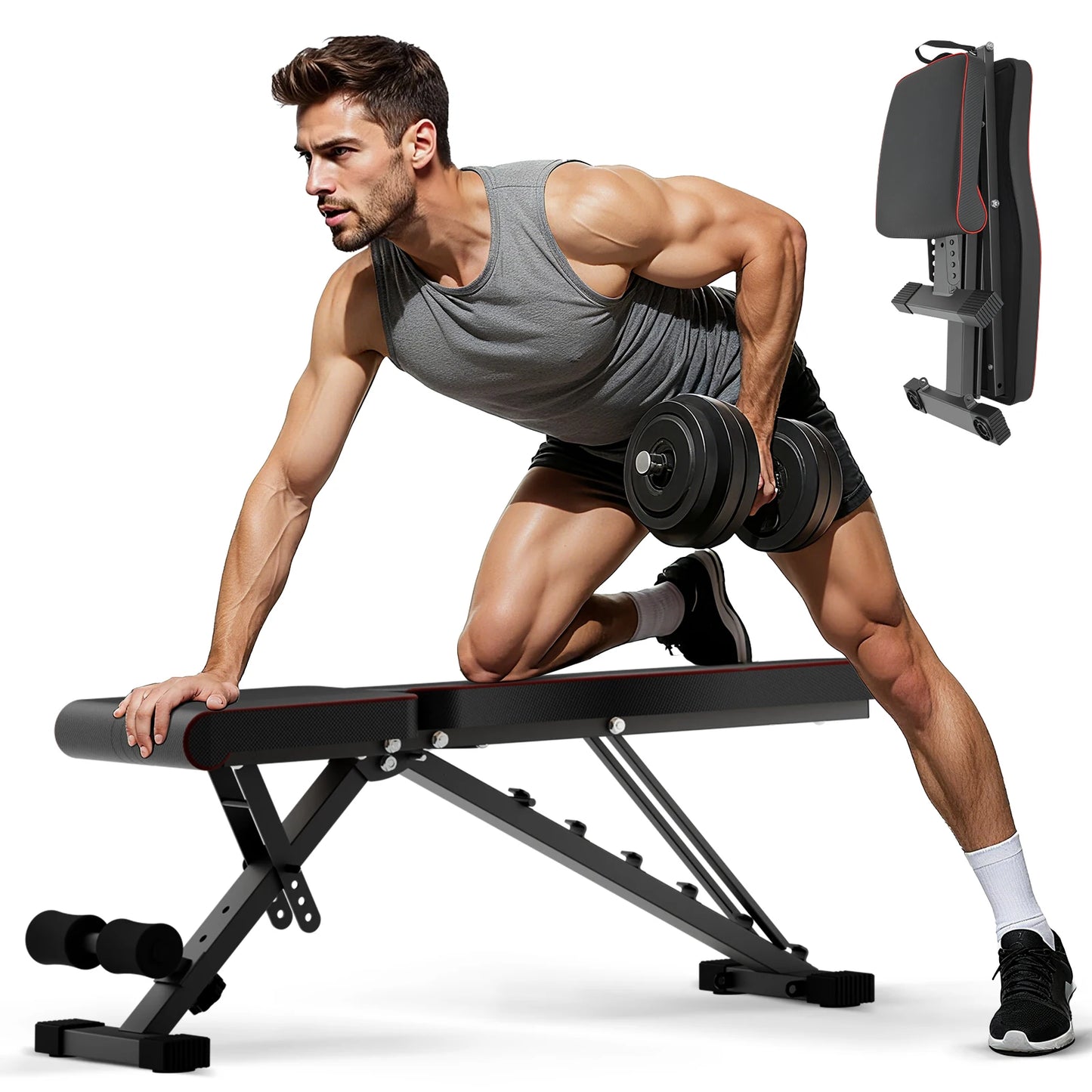 Multifunctional Adjustable Dumbbell Bench Foldable 660 Lbs Capacity for Home Gym