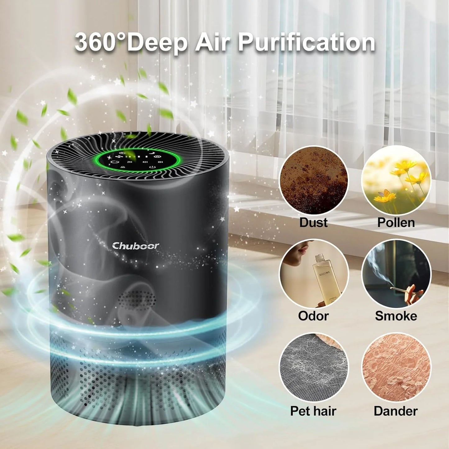 Chuboor H13 True HEPA Air Purifier for Home Bedroom PM25