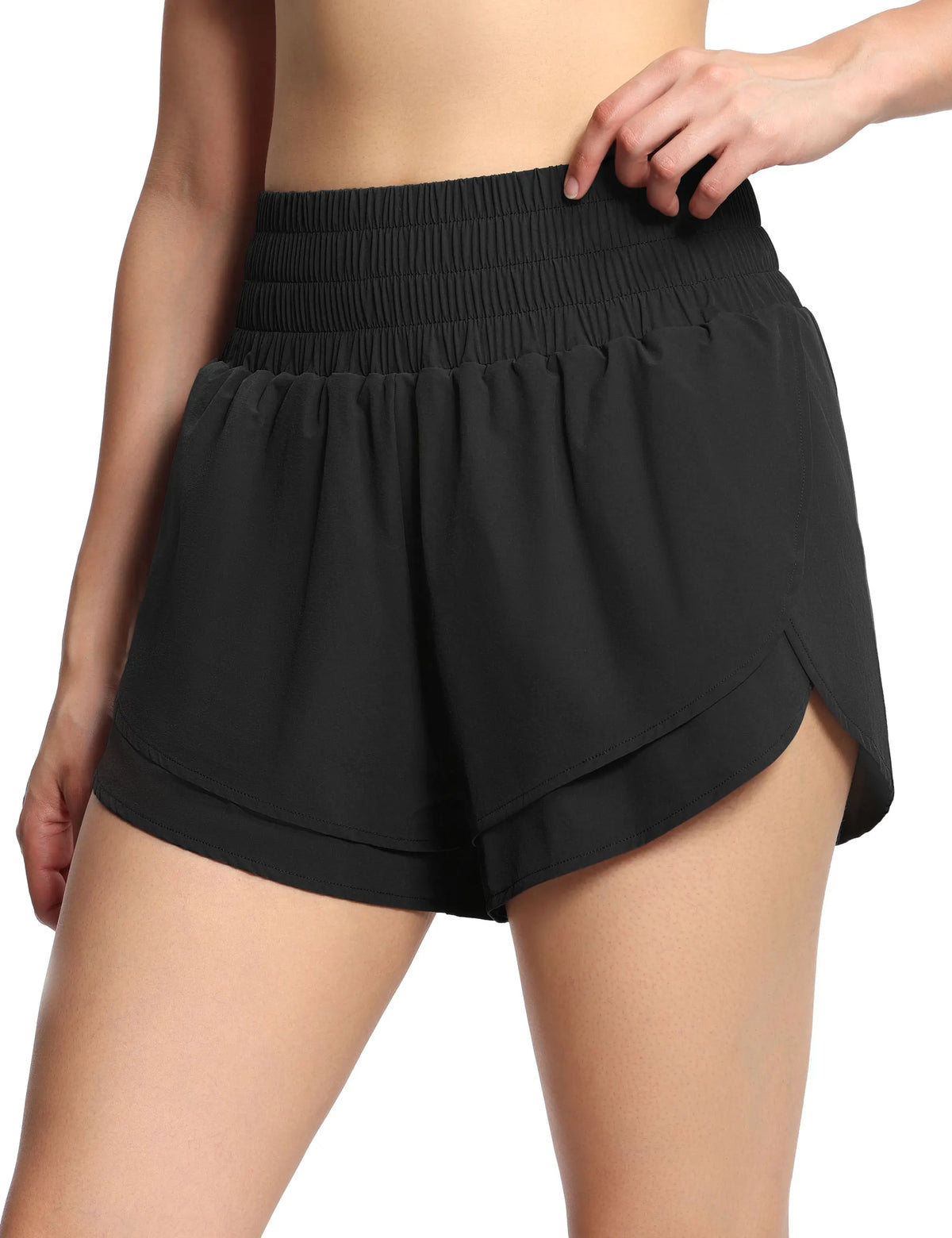 THE GYM PEOPLE Women's High Waisted Running Shorts Zipper Pocket